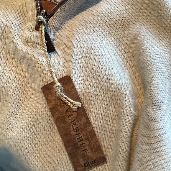 1654. Men's Beige Zip-Up Pullover Sweater NWT Size Large - Picture 5 of 5